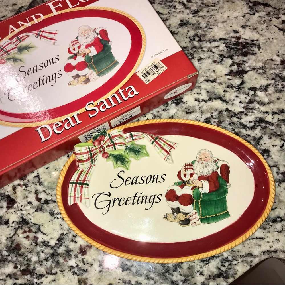 FITZ & FLOYD “Dear Santa” Sentiment Tray NIB